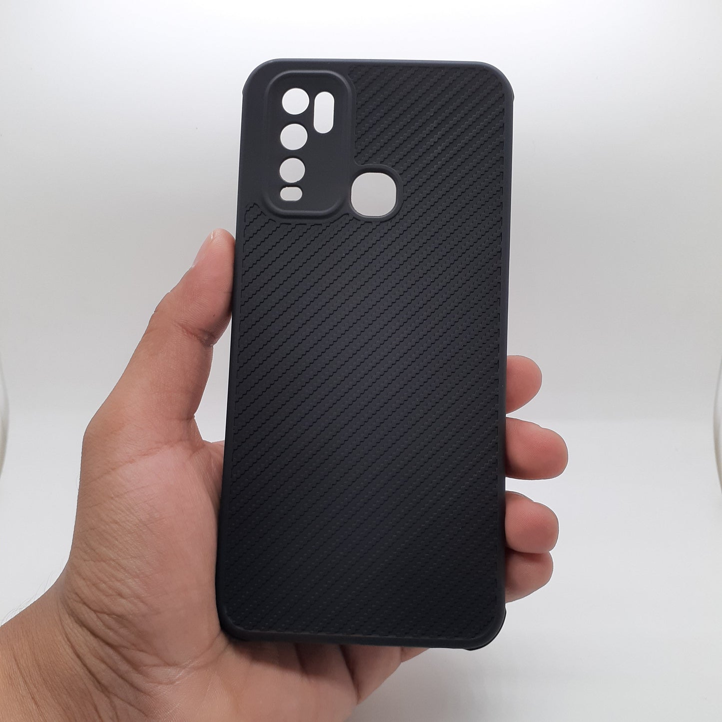 Vivo Y30 Carbon Fiber texture Hard Rubber armour back cover shock-porof case