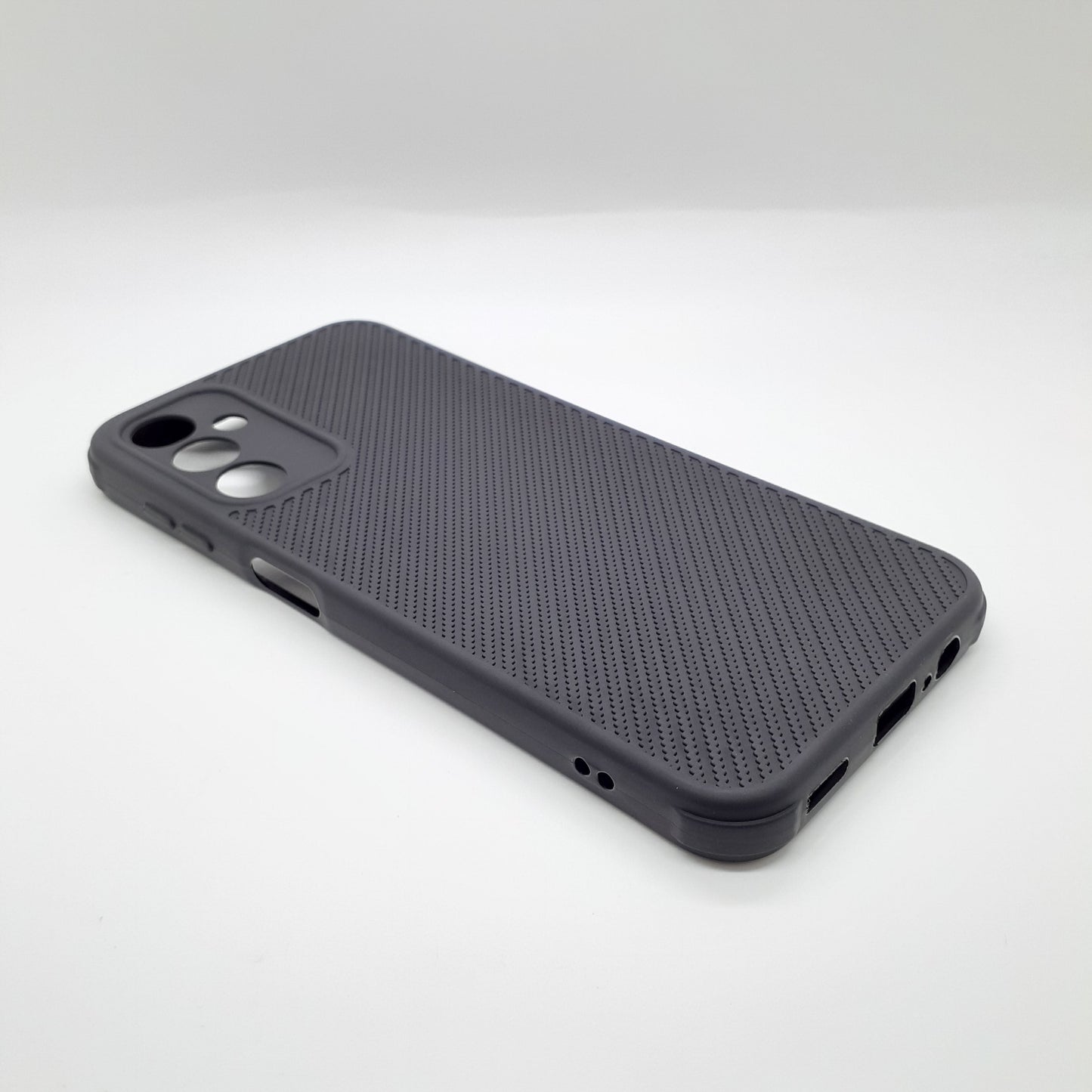 Samsung A14 Carbon Fiber texture Hard Rubber armour back cover shock-porof case