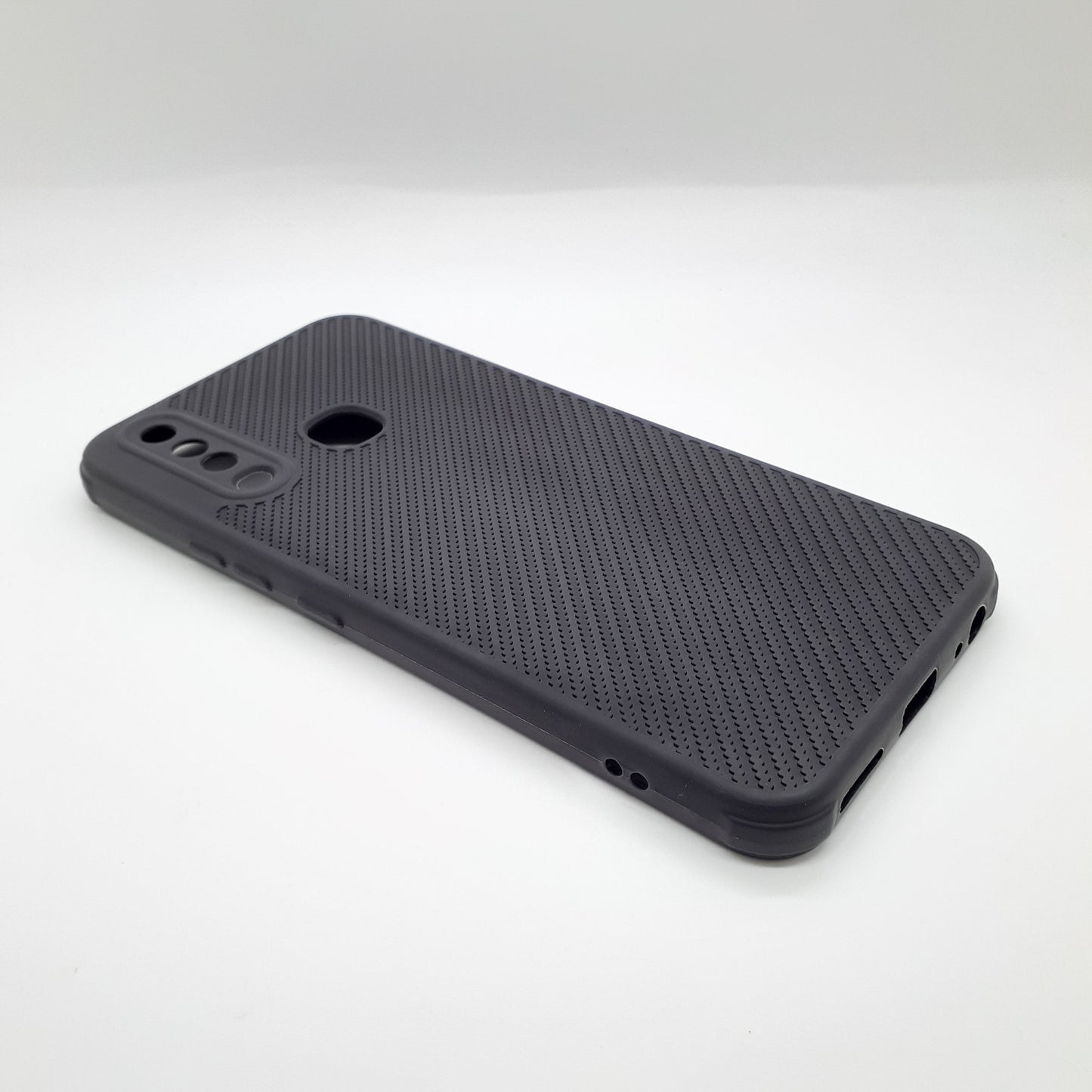 Vivo Y12 Carbon Fiber texture Hard Rubber armour back cover shock-porof case