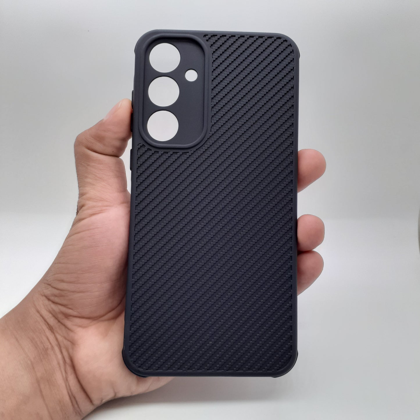 Samsung A55 Carbon Fiber texture Hard Rubber armour back cover shock-porof case