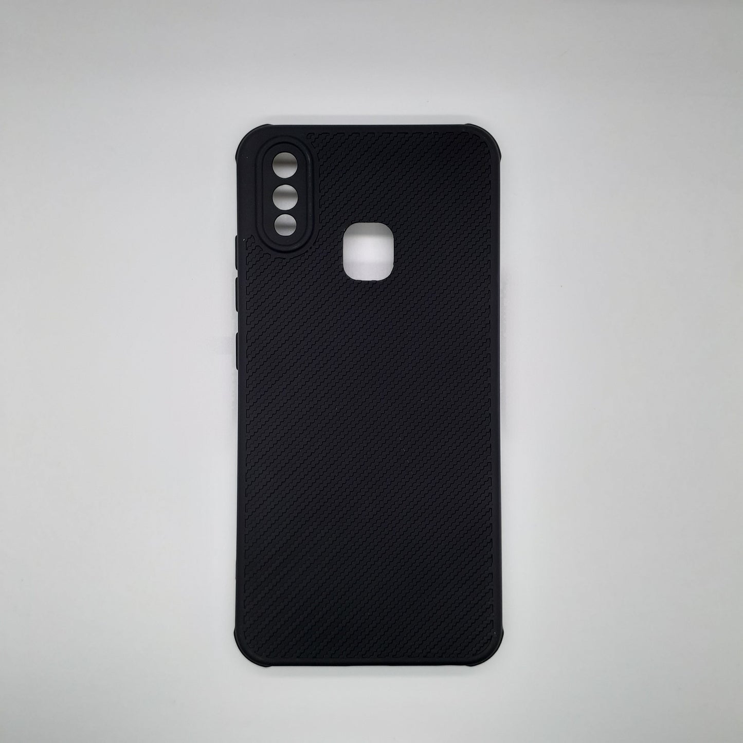 Vivo Y91 Carbon Fiber texture Hard Rubber armour back cover shock-porof case