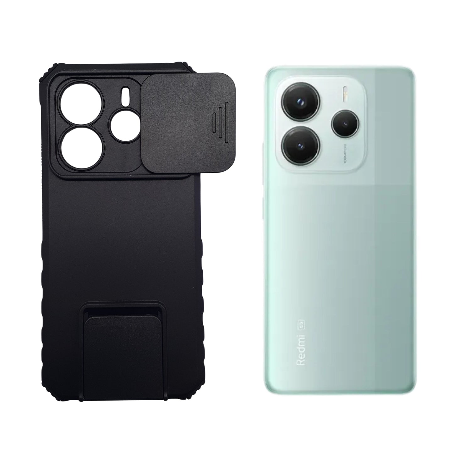 Redmi Note 14 Case Heavy Duty Protection Slide Camera Cover Built in Kickstand Hands Free Viewing