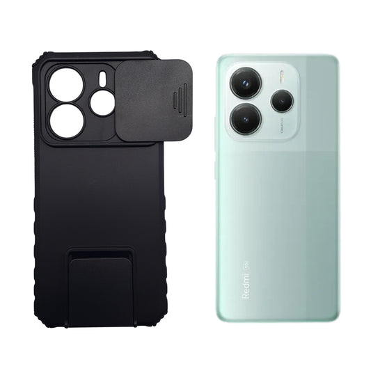 Redmi Note 14 Case Heavy Duty Protection Slide Camera Cover Built in Kickstand Hands Free Viewing