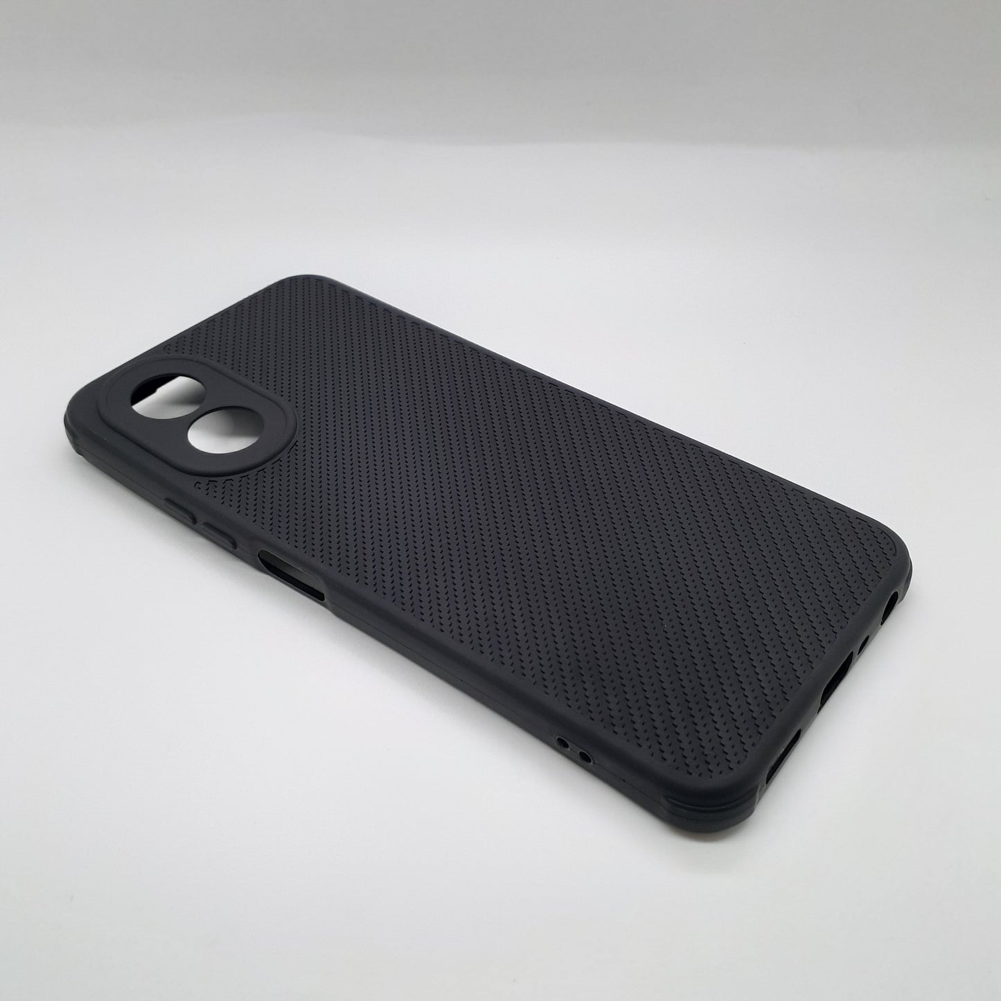 OPPO A18 Carbon Fiber texture Hard Rubber armour back cover shock-porof case