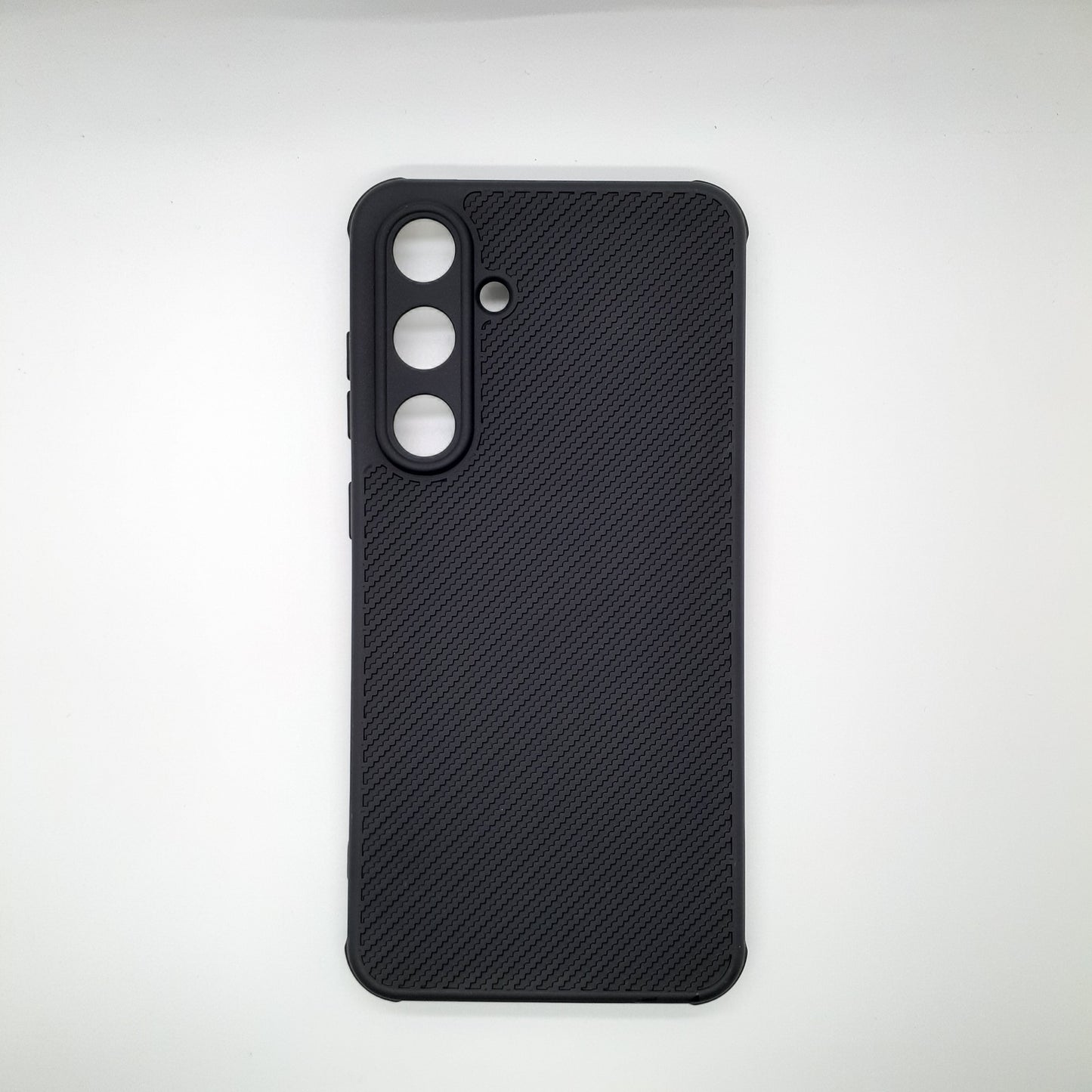 Samsung S24 FE Carbon Fiber texture Hard Rubber armour back cover shock-porof case