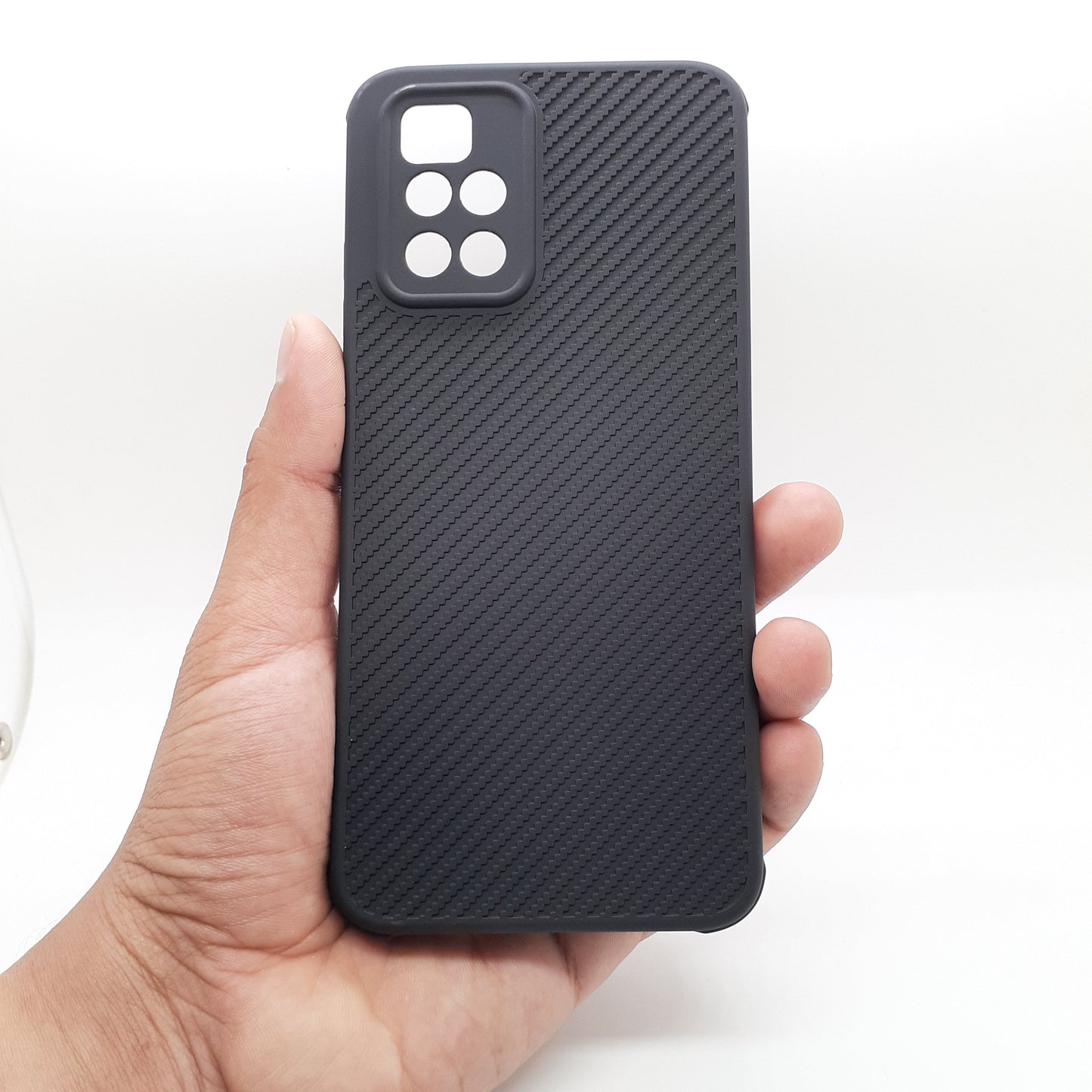 Redmi 10 Carbon Fiber texture Hard Rubber armour back cover shock-porof case