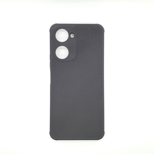 Vivo Y03 Carbon Fiber texture Hard Rubber armour back cover shock-porof case