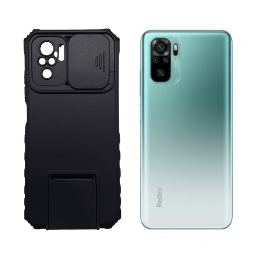 Redmi Note 10 Case Camera Slide Cover Built-in Kickstand Heavy Duty Shockproof Protective Enhanced Privacy Hands-Free Viewing