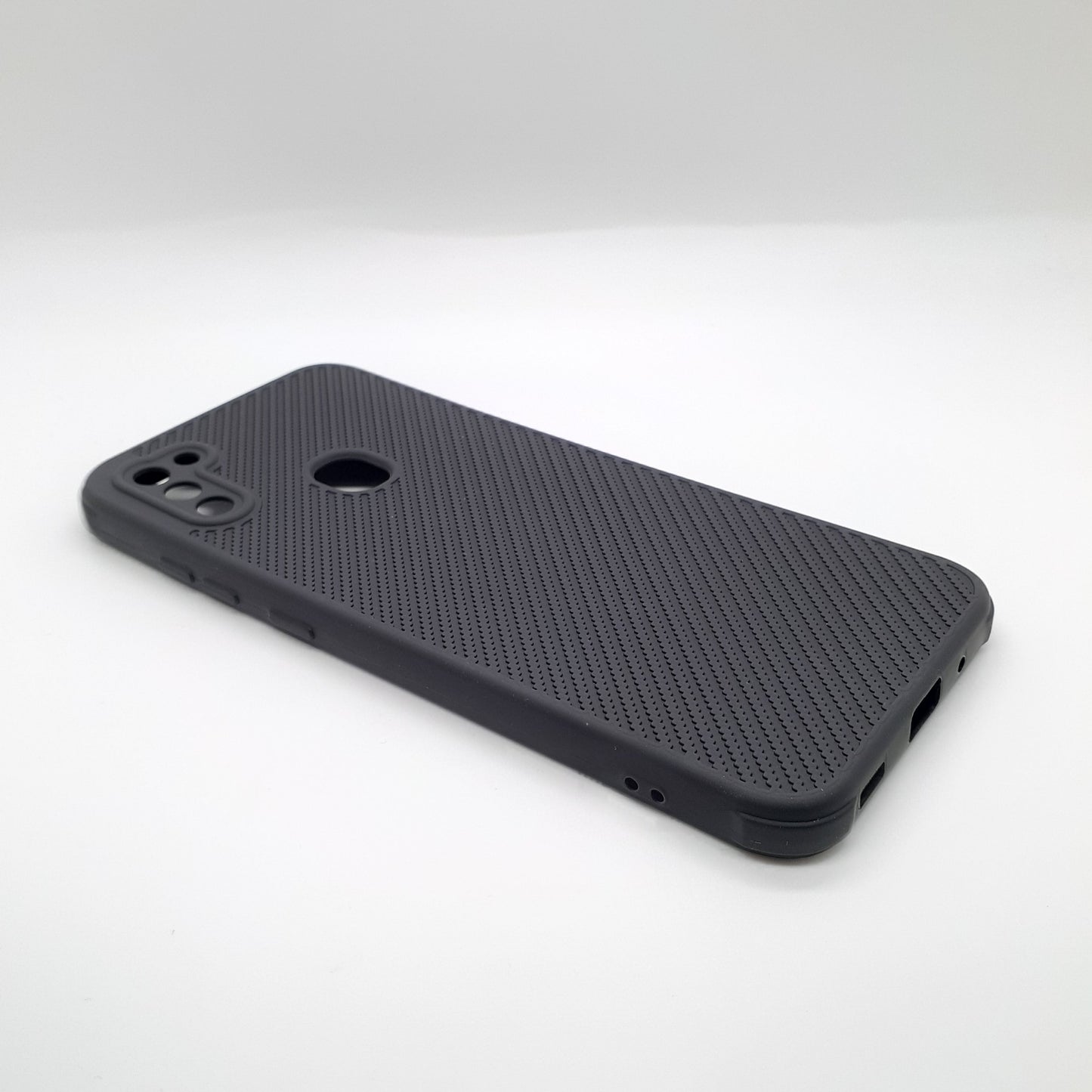 Samsung A11 Carbon Fiber texture Hard Rubber armour back cover shock-porof case