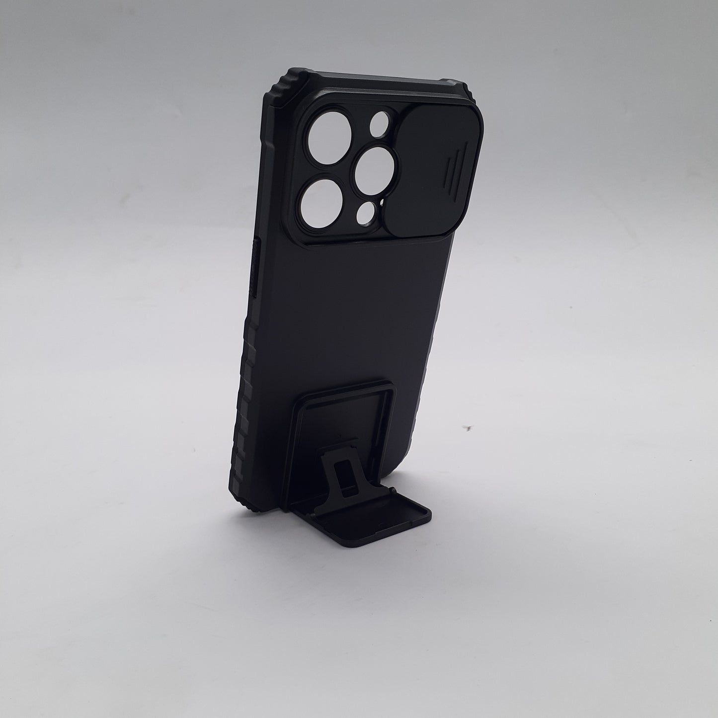 Heavy Duty iPhone 14 Pro Case Integrated Kickstand Sliding Camera Lens Cover Ultimate Protection
