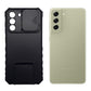 Samsung S21 FE Phone Case Heavy Duty Shockproof Slide Camera Lens Protector Built in Kickstand Ring Holder Black