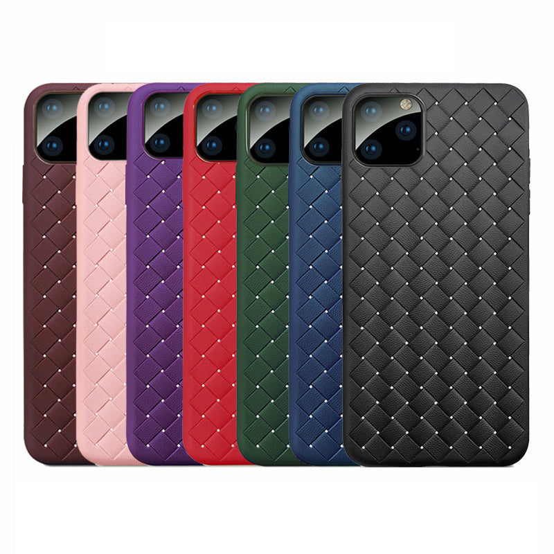 iPhone 11 Pro Max Cross Grid Weaving Pattern Design Silicone Case back Cover