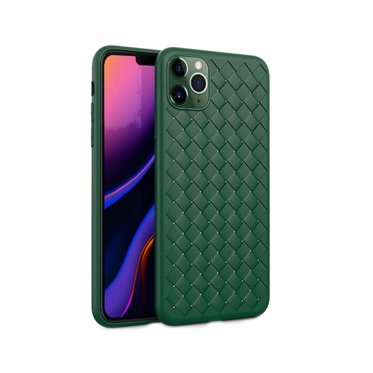 iPhone 11 Pro Max Cross Grid Weaving Pattern Design Silicone Case back Cover