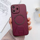 iPhone 12 Magsafe Wireless Charging Mobile Phone Leather Case Buckle Ring Stand Back Cover