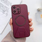 iPhone 14 Pro Max Magsafe Wireless Charging Mobile Phone Leather Case Buckle Ring Stand Back Cover