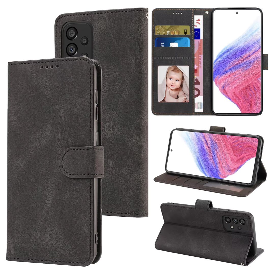 Samsung A53 Leather Pouch Case Premium Leather texture full cover